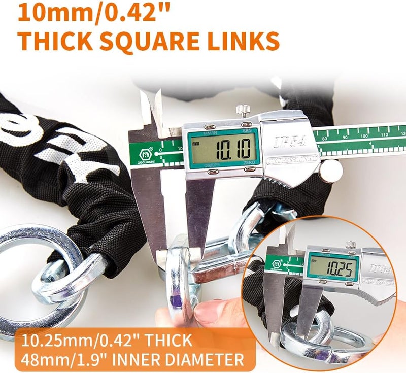 TEOOTD Motorcycle Chain Lock 6.6feet/200cm Long Heavy Duty Anti-Theft Security 10mm Thick Chain with Bright-Colored Lock,Durable with 4 Keys for Motorcycles,Containers(10.36lbs) - Image 5